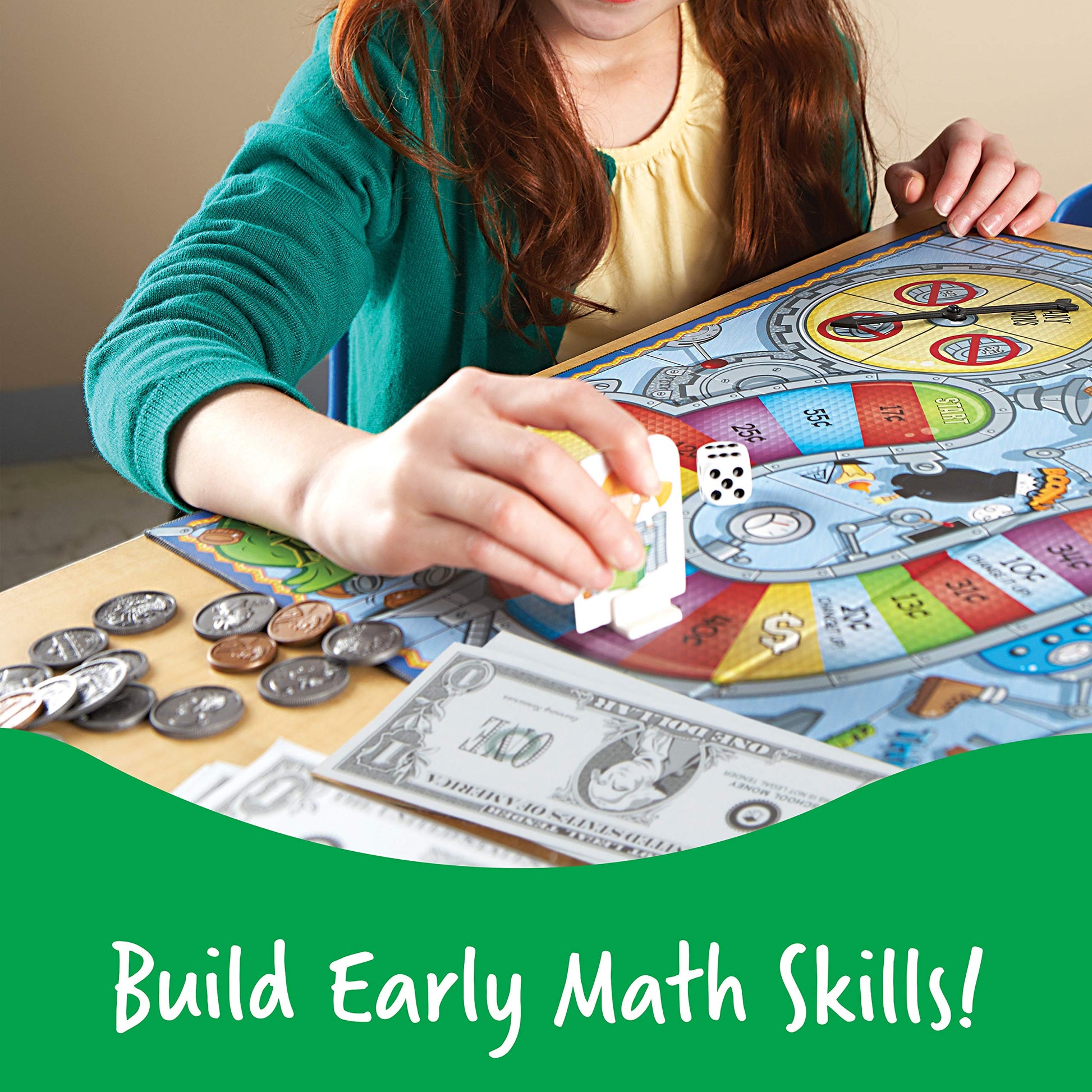 Learning Resources Money Bags Coin Value Game - Classroom Math Games, Financial Literacy for Kids, Play Coins for Kids, Counting Games, Money Board