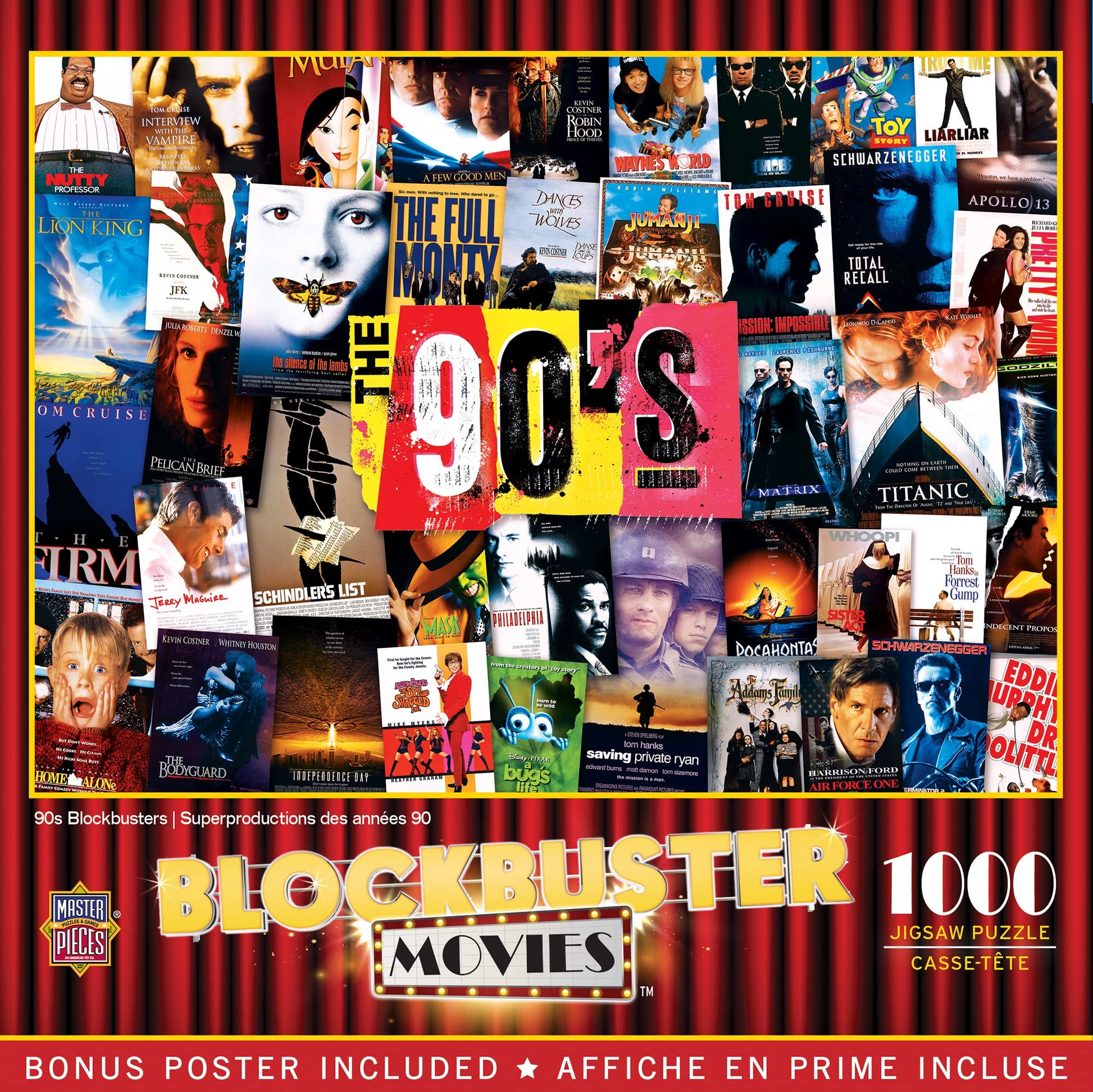 MasterPieces 1000 Piece Jigsaw Puzzle for Adults - 90's Blockbusters - 19.25"x26.75" - Bold Team Colors - Age 14+