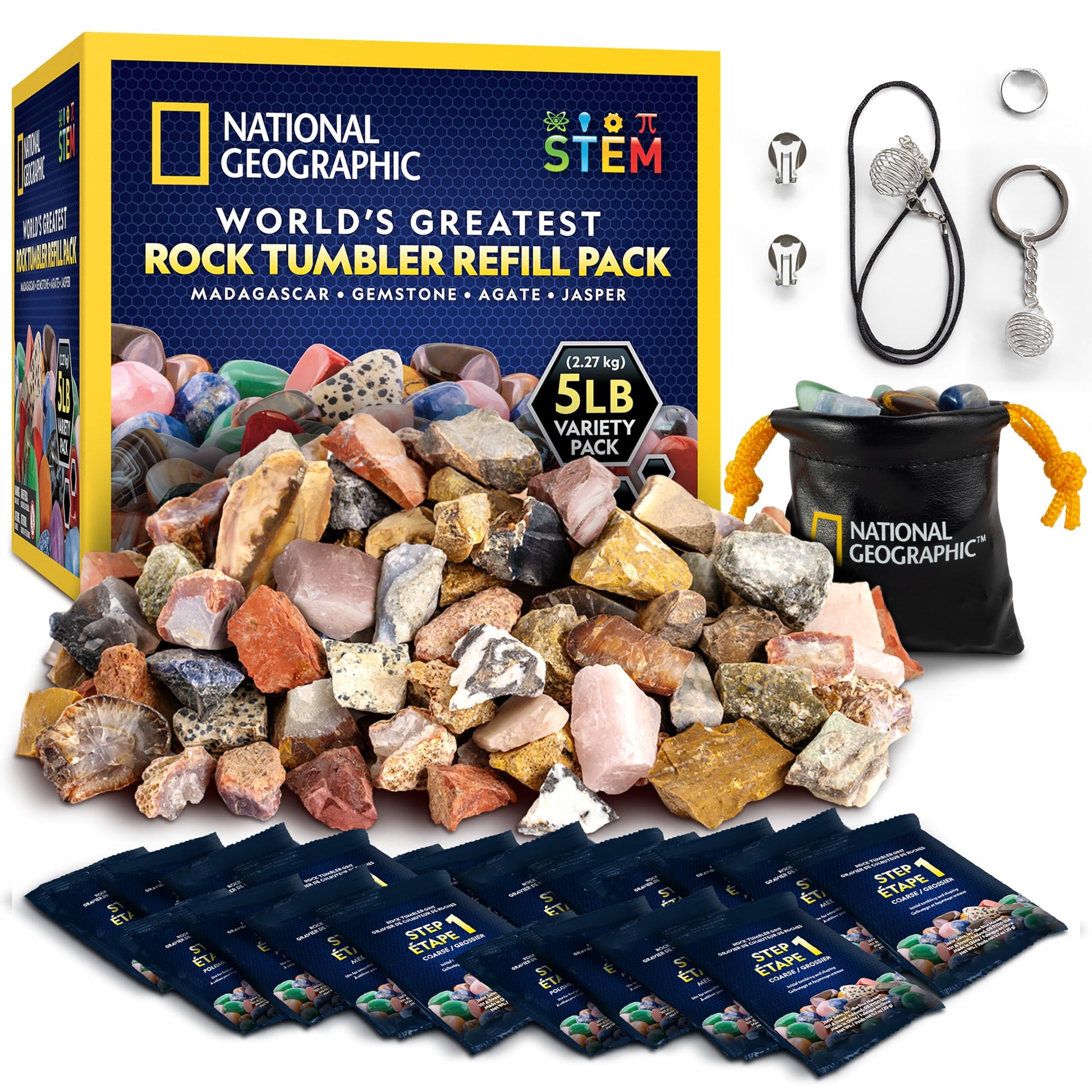 National Geographic Rock Tumbler Refill Kit with 5 Lbs. Rough Rocks