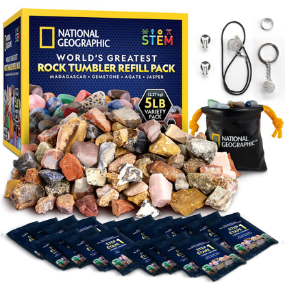 National Geographic Rock Tumbler Refill Kit with 5 Lbs. Rough Rocks