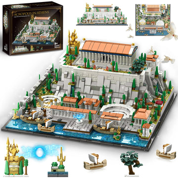 SpblastB Architecture Acropolis of Athens Building Blocks Set, 1988 Pieces Landmark Collection City Building Kit, Display Model Kit and Home Decor