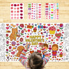 4E's Novelty 104 Pcs Giant Valentine Color Tablecloth Poster 30x72, with 103 Stickers, Huge DIY Valentines Day Coloring Table Coth Valentines Kids