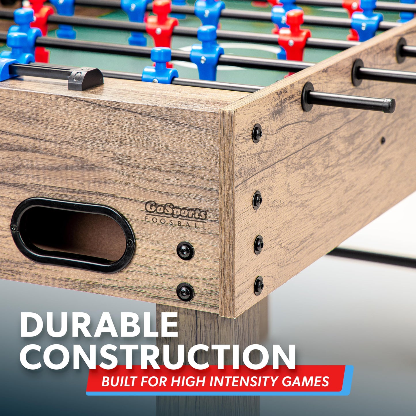 GoSports 48 Inch Game Room Size Foosball Table - Includes 4 Balls and 2 Cup Holders - Black, Oak, or White
