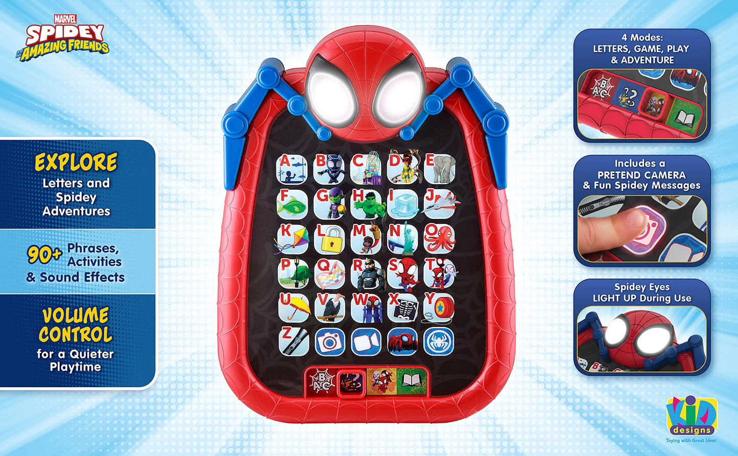 ekids Spidey and His Amazing Friends Kids Tablet for Preschool, Tablet with Educational Games and ABC Learning for Toddlers Aged 3 and Up