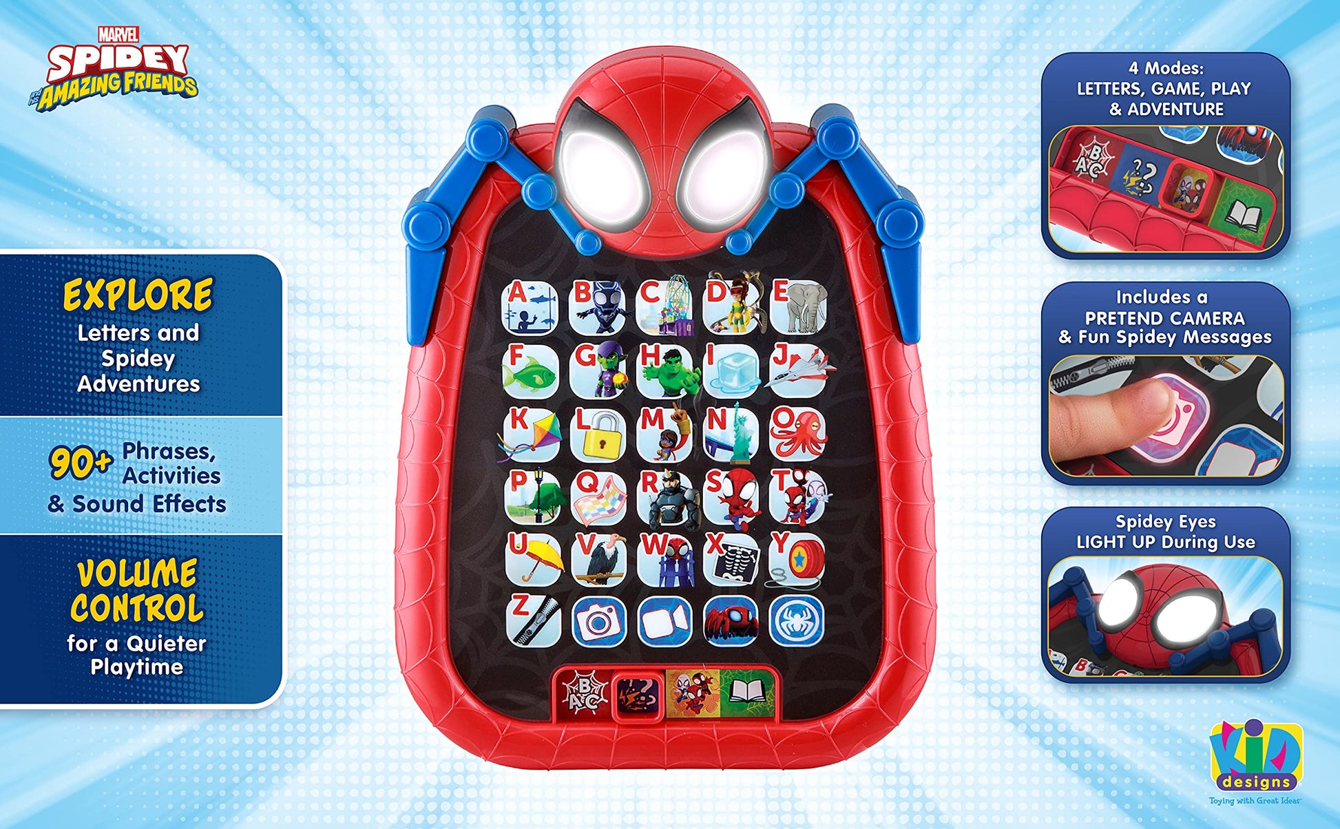 ekids Spidey and His Amazing Friends Kids Tablet for Preschool, Tablet with Educational Games and ABC Learning for Toddlers Aged 3 and Up