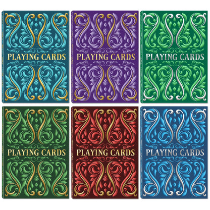 Playing Cards 12 Pack, Decks of Cards, Poker Size Standard Index Deck in 6 Unique Colors, Playing Cards Bulk for Family Game Night, Blackjack