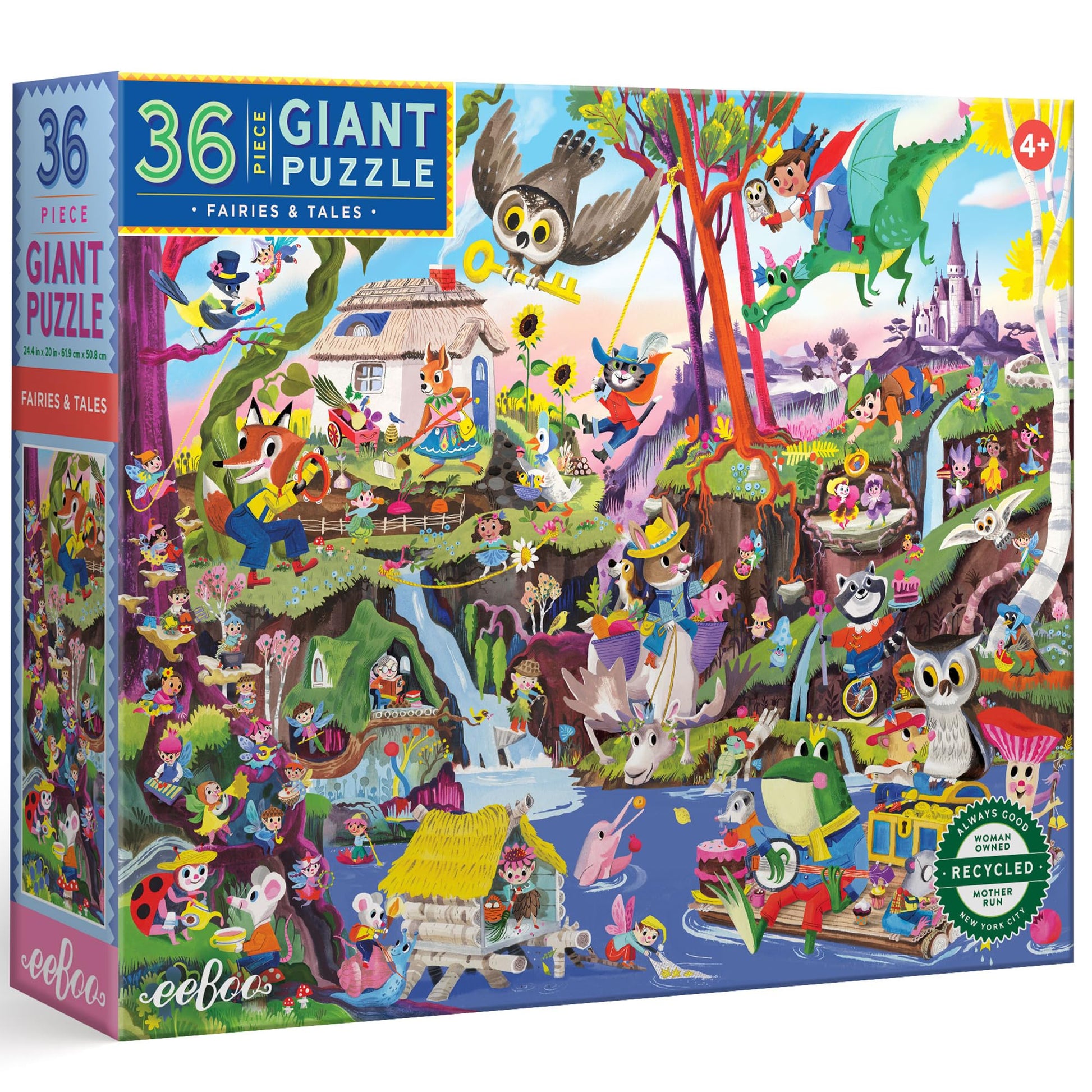 eeBoo Fairies & Tales 36 Giant Piece Children's Puzzle, 24.5" x 20"