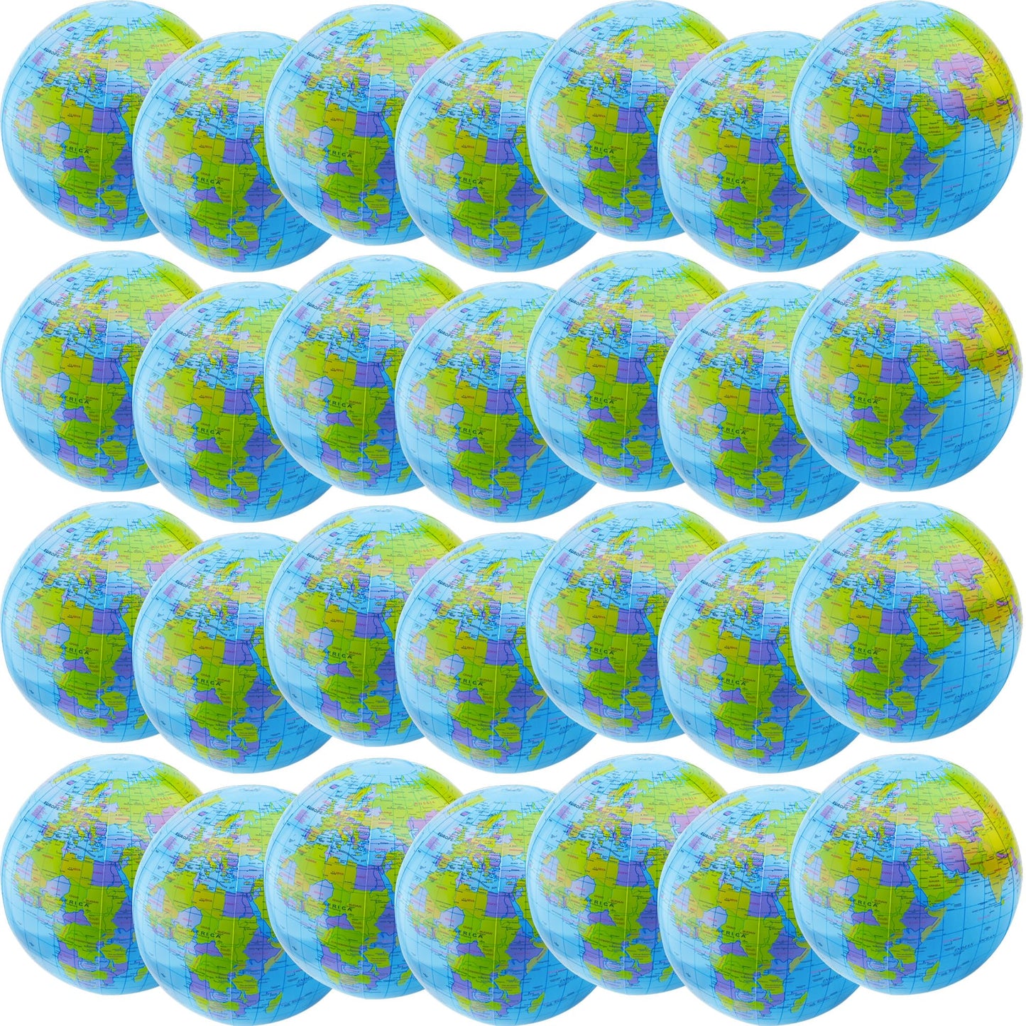 Restroma 20 Pack Inflatable World Globe - 16 Inch Blow Up Earth Beach Ball for Summer Beach Party Favors