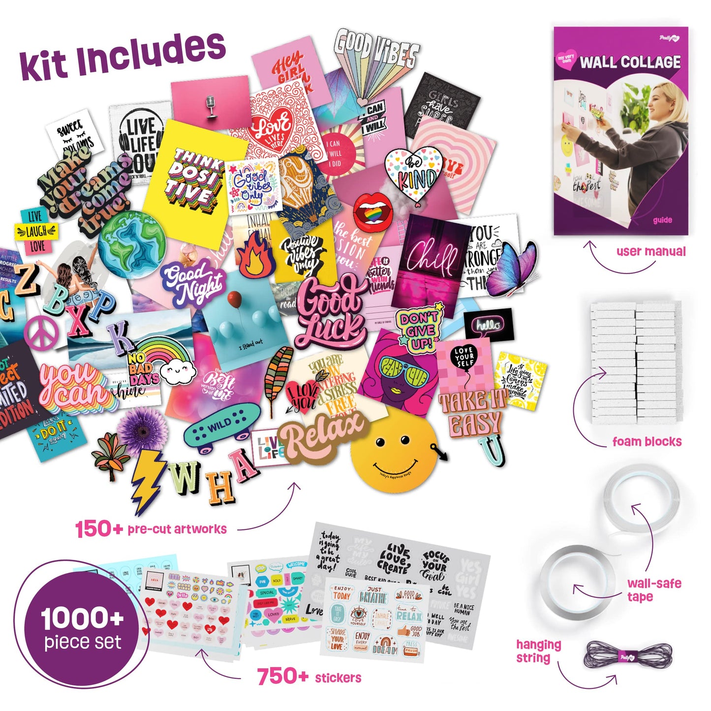 Pretty Me Wall Collage Kit for Teen & Tween Girls - Arts Craft Easter Gift Ideas for Age 11, 12,13, 14, 15, 16 Year Old Girl - Birthday Gifts