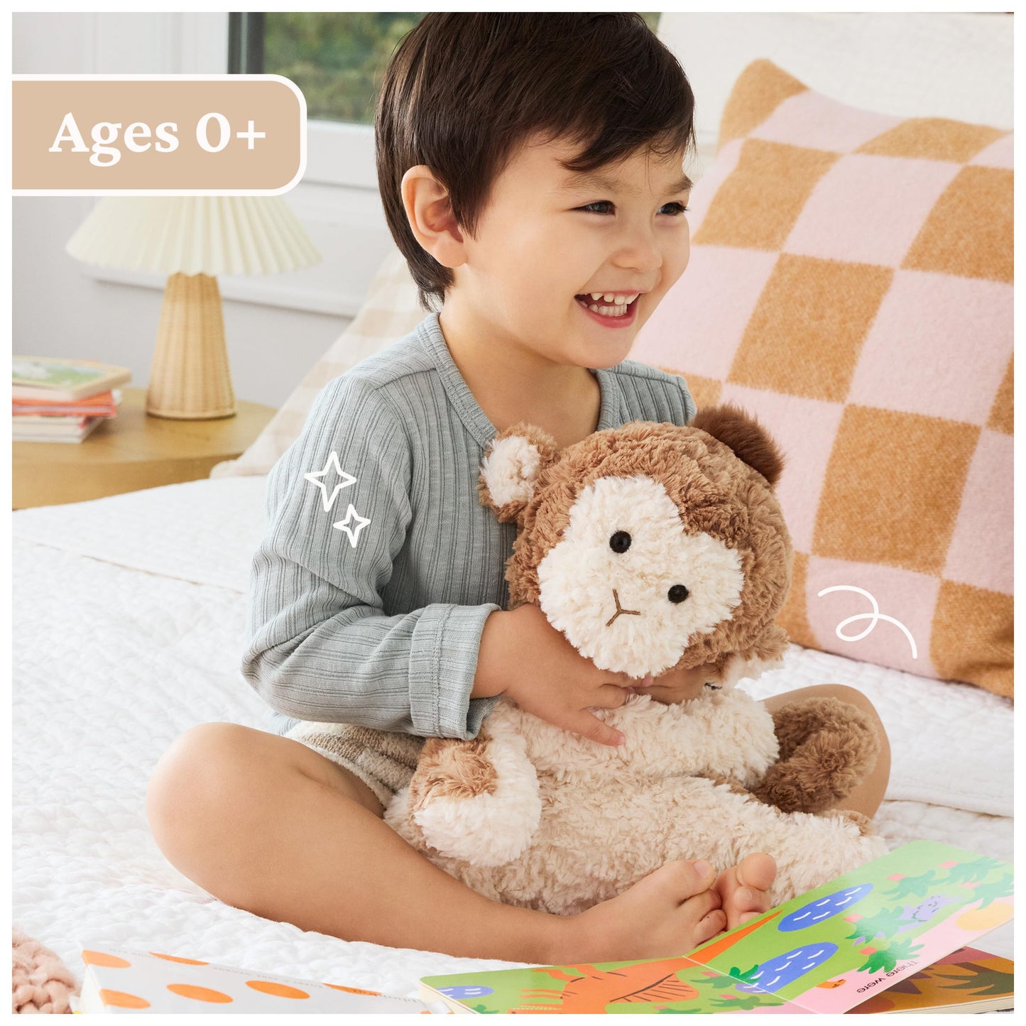 GUND Cozys Collection Monkey Plush, Monkey Stuffed Animal for Ages 0 and Up, Brown, 10”