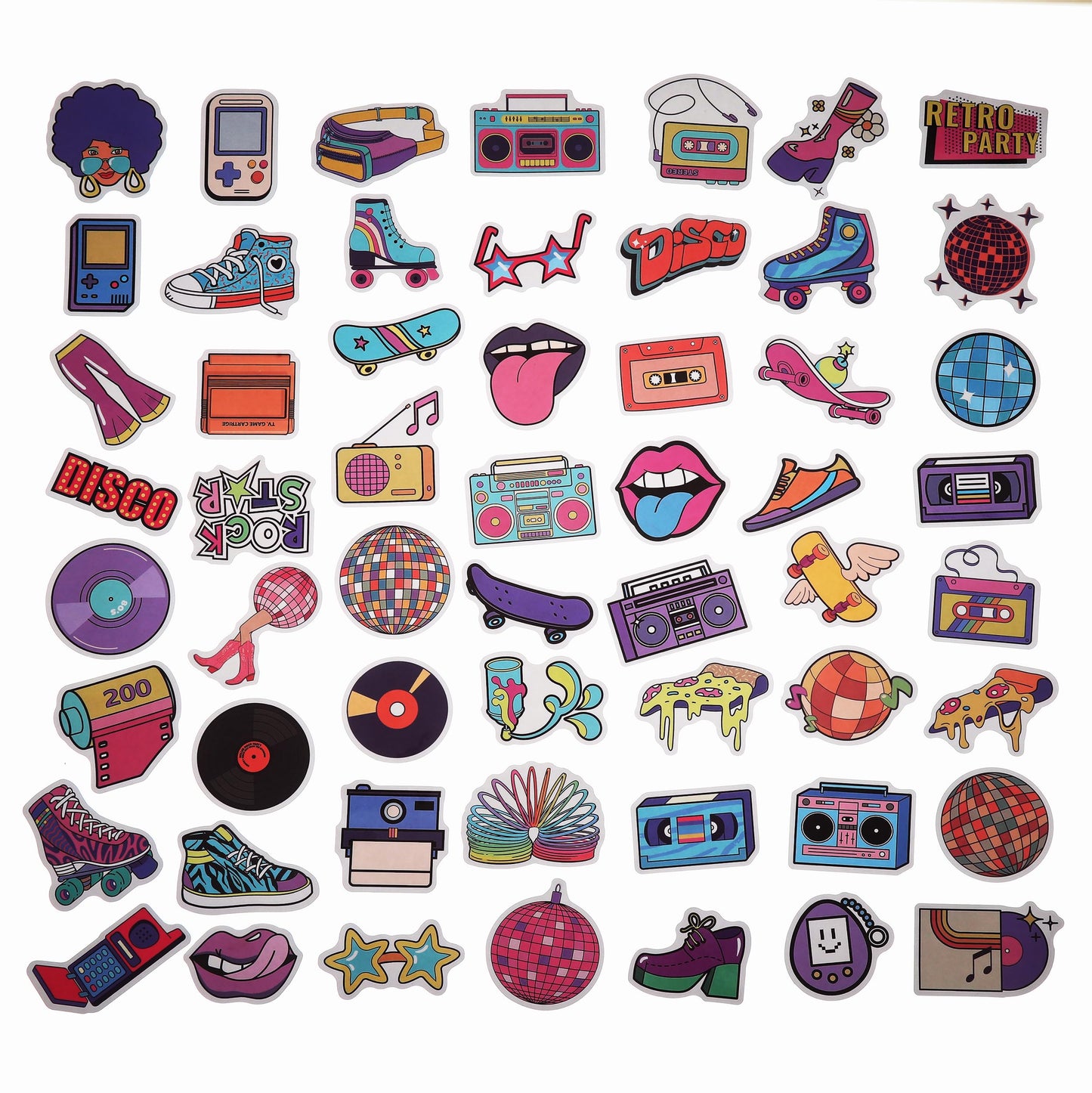 100 Pack 90s 80s Retro Stickers, 1990's 1980's Hip Hop Party Favors, Birthday Decorations