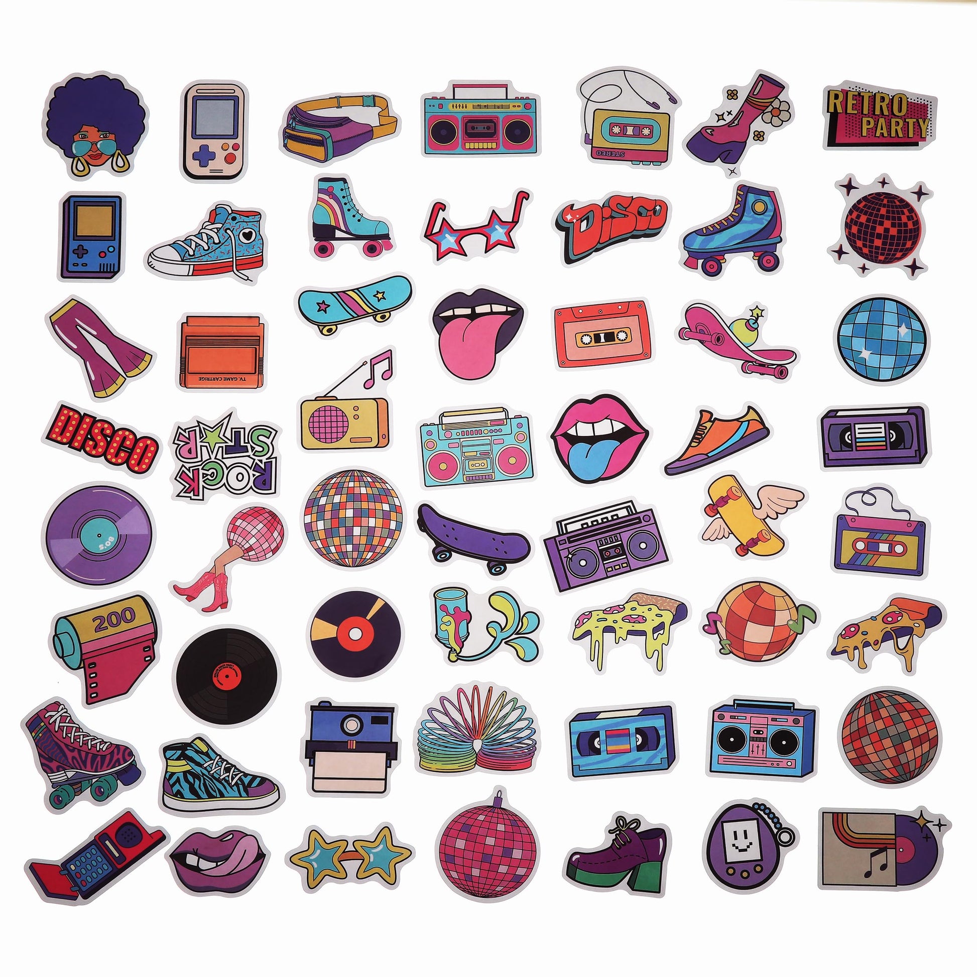 100 Pack 90s 80s Retro Stickers, 1990's 1980's Hip Hop Party Favors, Birthday Decorations