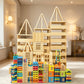 Premium 300 Pcs Rainbow Wooden Building Planks Kit, Open-Ended Creative Building Blocks Set for Kids Ages 3-12,Colorful Pine STEM Construction Toys