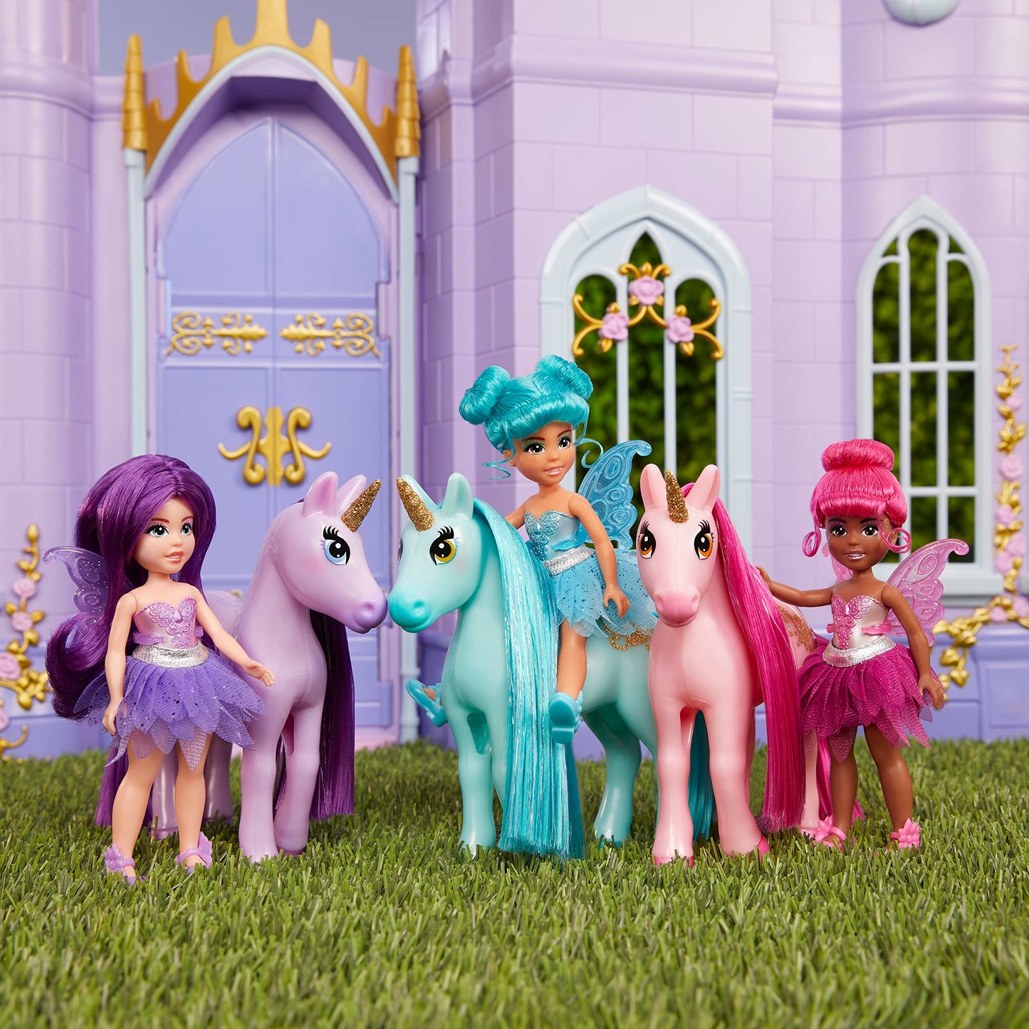 MGA Entertainment Dream Bella Color Change Surprise Little Fairies 5.5" Doll and Little Unicorn 2 Pack- Aubrey and Lavender,Purple Fairy and