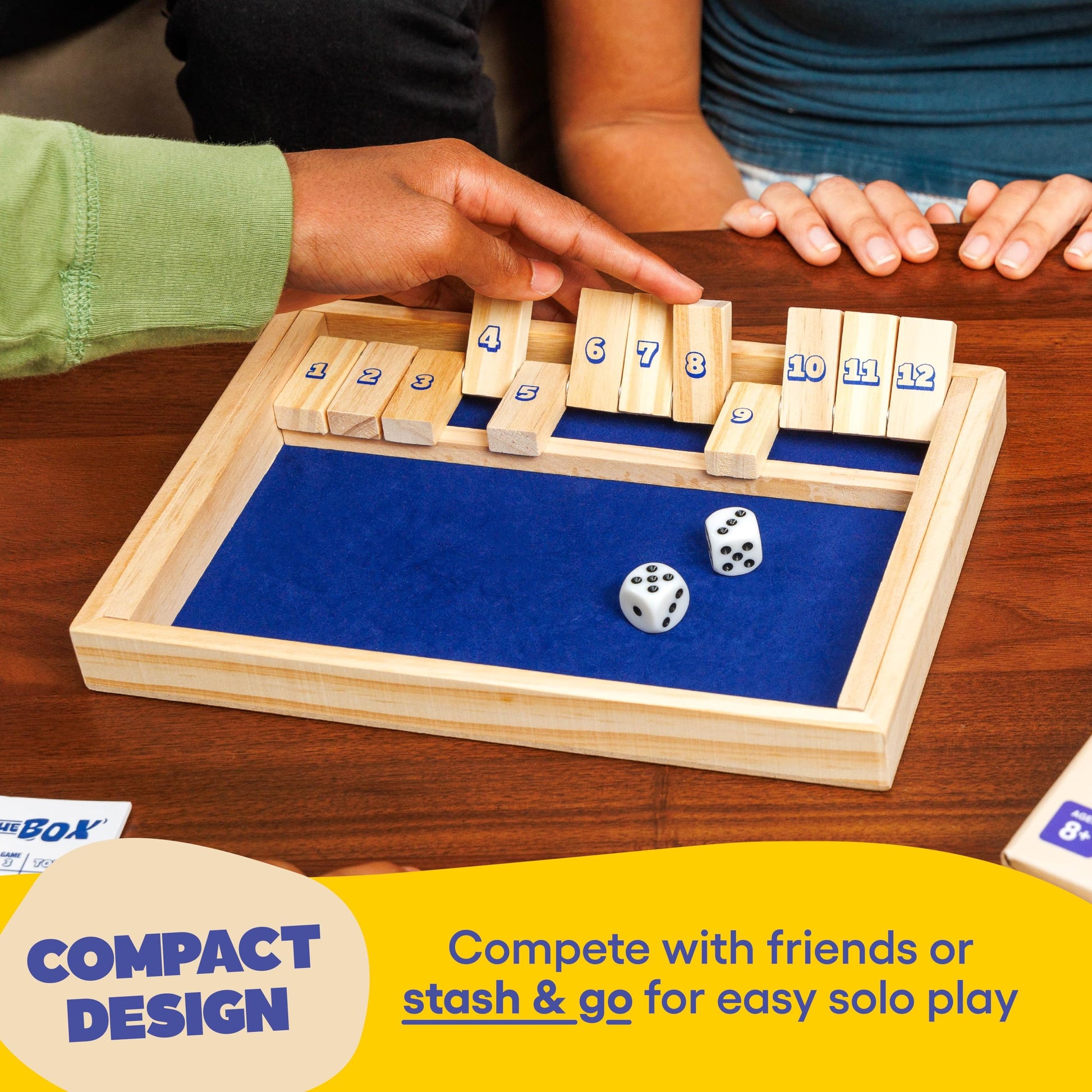 Shut The Box by Relatable, The Classic Choice for Tabletop Games, Math Games, Board Games for Kids and Adults, and Strategy Games, Includes 2 Dice, 1