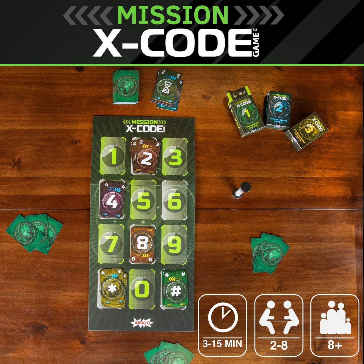 AMIGO Games X-Code - Cooperative Strategy Board Game for 2-8 Players, Ages 8+