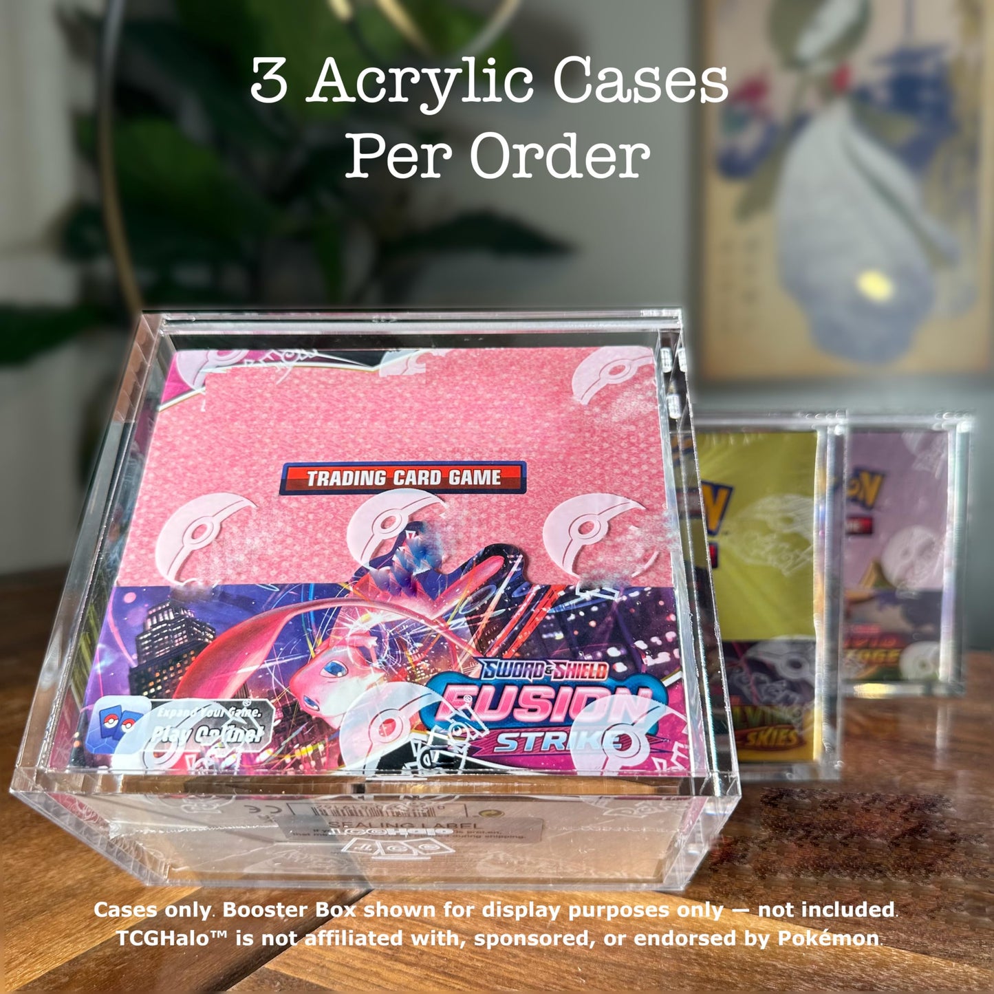 Booster Box Acrylic Case (3 Pack) - 6MM Thick Sliding Magnetic Lid Protective Acrylic Container Fits With Pokemon Card Display Case For Hard Plastic