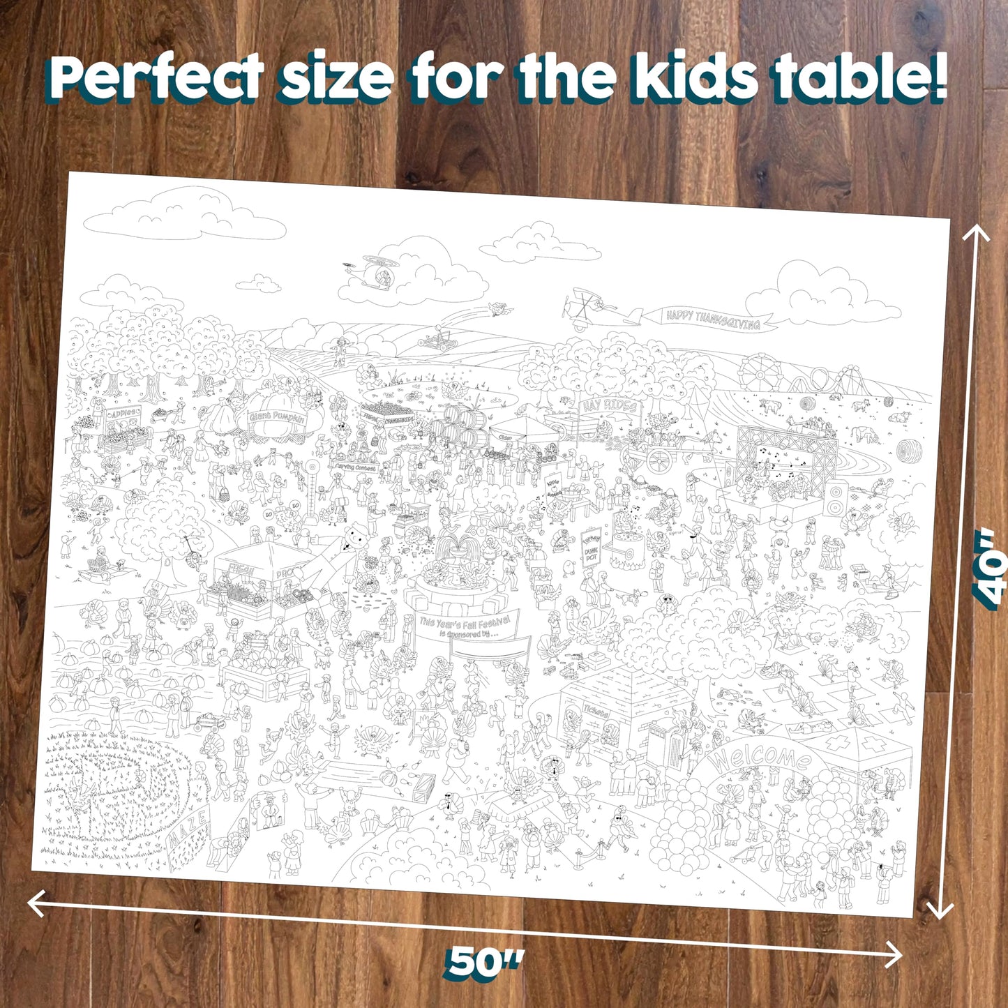 Thanksgiving Hide-N-Seek Color Your Own Tablecloth- Can You Find the Hidden Objects While You Color? - Fun Waldo-Like Holiday Activity Game For Kid's