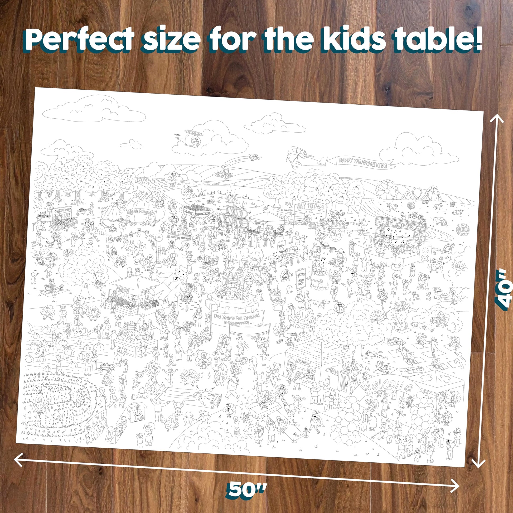 Thanksgiving Hide-N-Seek Color Your Own Tablecloth- Can You Find the Hidden Objects While You Color? - Fun Waldo-Like Holiday Activity Game For Kid's