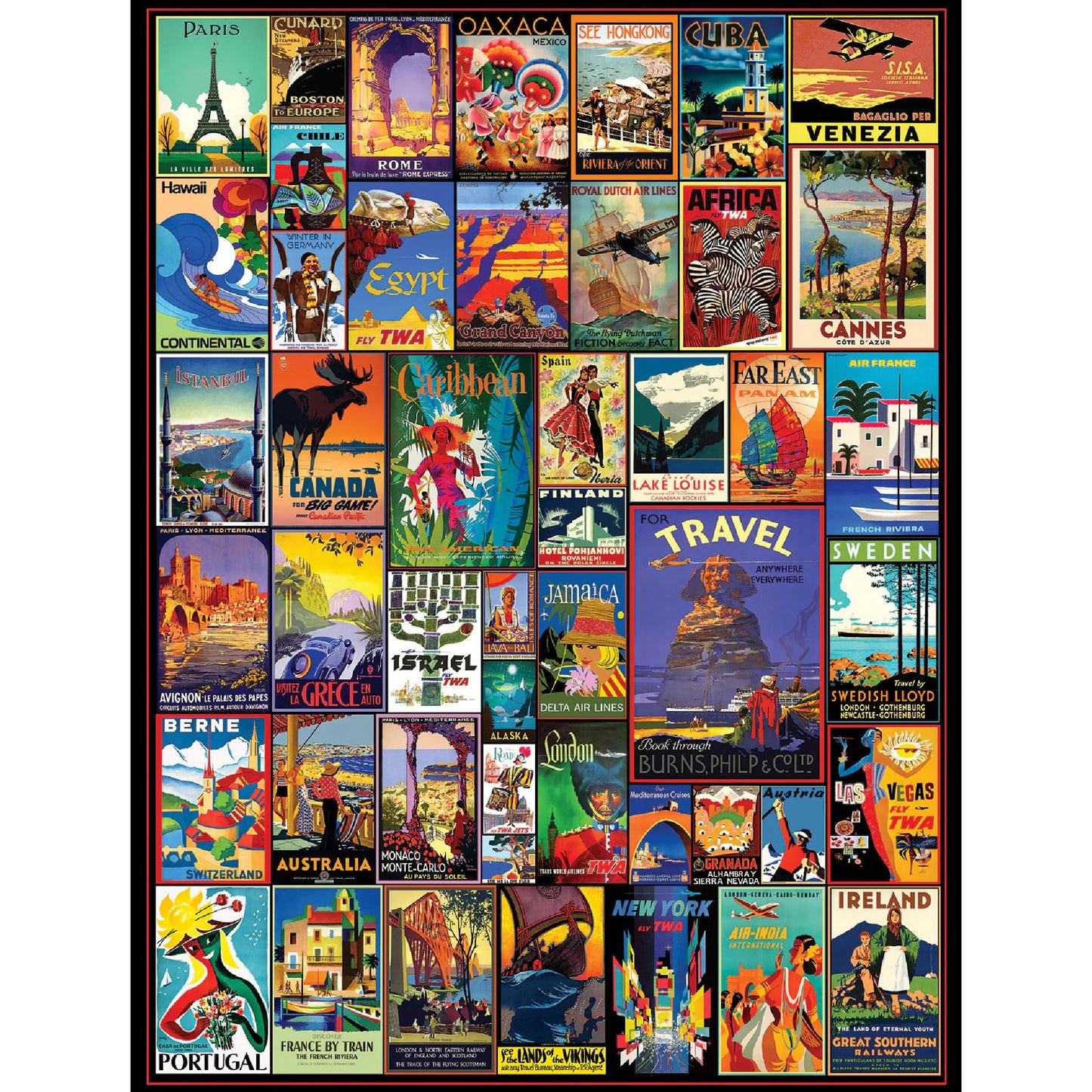 White Mountain 300 Piece Jigsaw Puzzle Fun Collage, Travel the World
