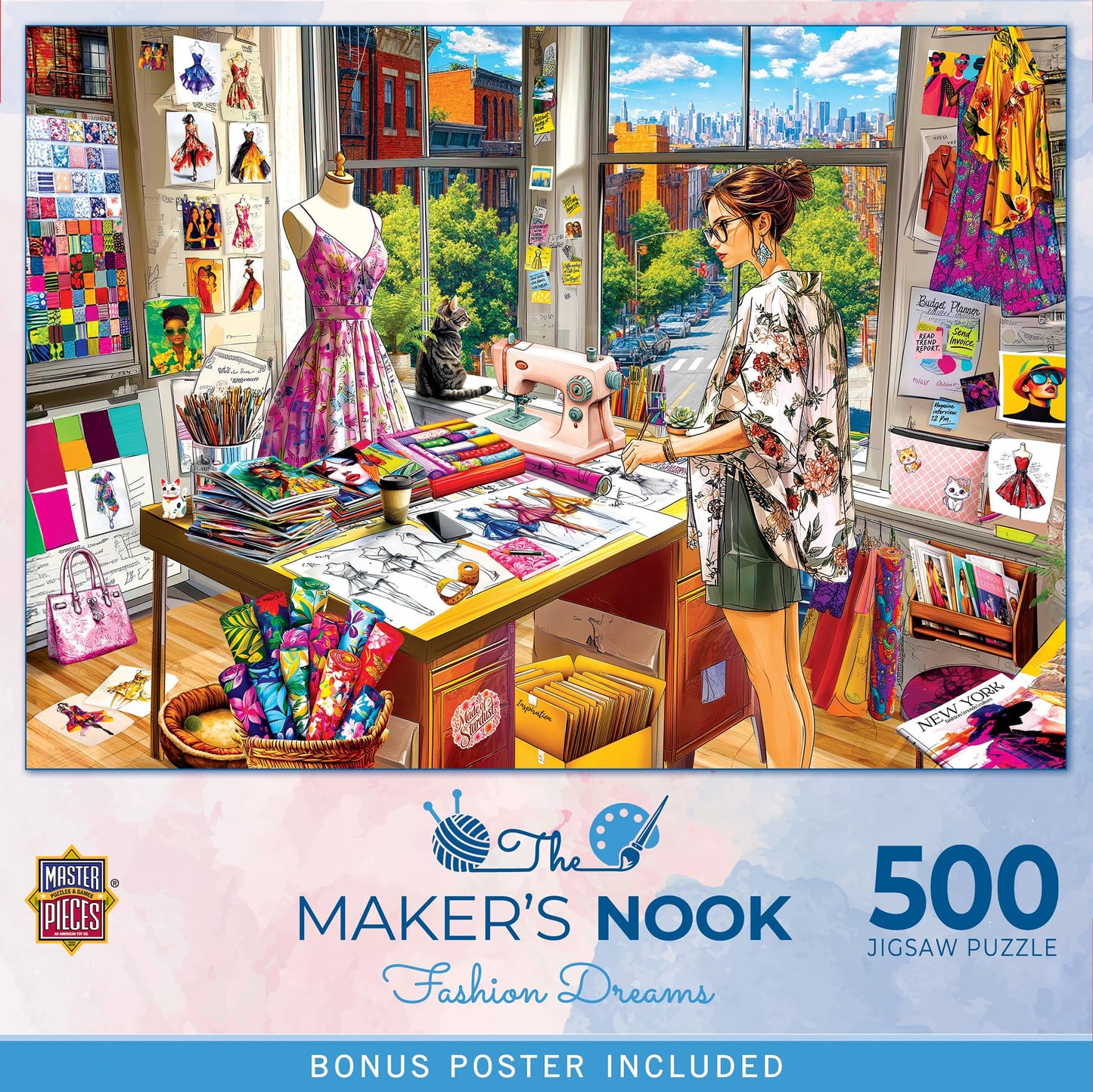 MasterPieces 500 Piece Jigsaw Puzzle for Adults, Family, Or Youth - Maker's Nook - Fashion Dreams - 21"x15"