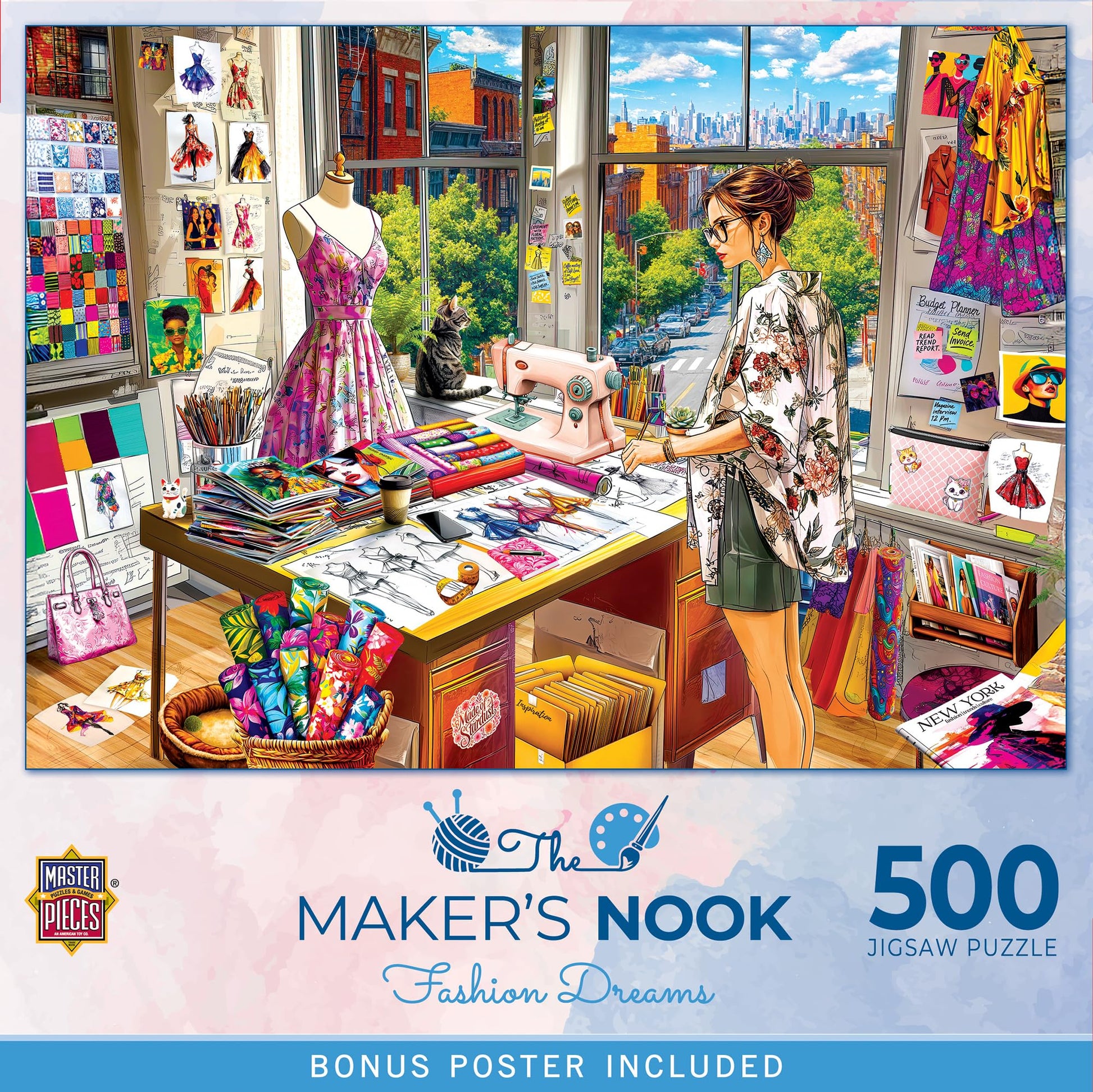 MasterPieces 500 Piece Jigsaw Puzzle for Adults, Family, Or Youth - Maker's Nook - Fashion Dreams - 21"x15"