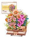ROBOTIME 3D Wooden Blooming Book Garden DIY Kit, Flowers Building Set, Adult Creative Craft & Home Decor Puzzle, Unique Gift for Women, Mom