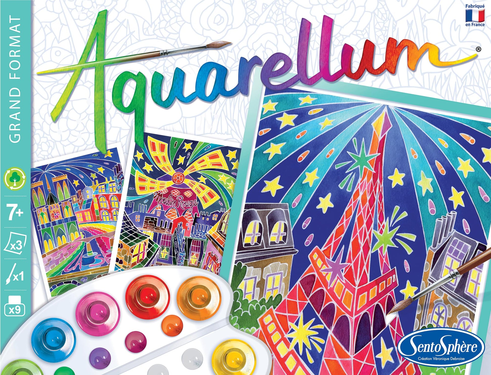 SentoSphere Aquarellum - Paris by Night - Arts and Crafts Watercolor Paint Set