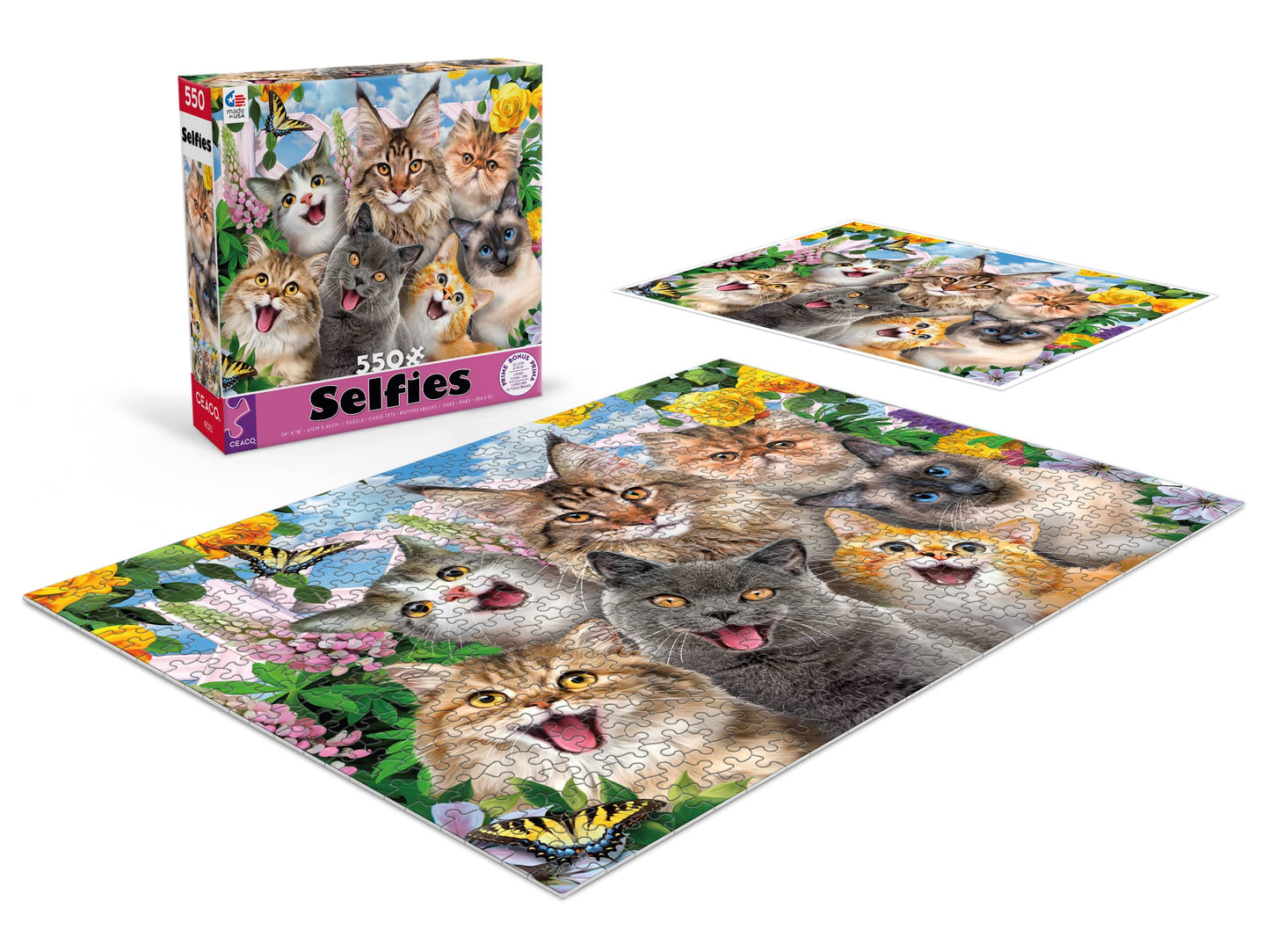 Ceaco - Selfies - Feline Friends - 550 Piece Jigsaw Puzzle