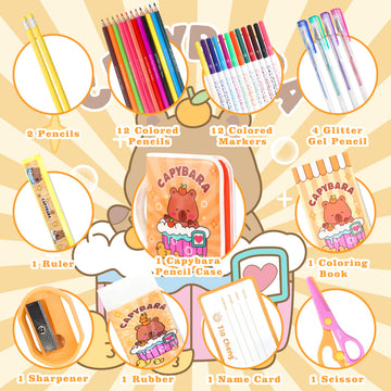 NOORAMGE Capybara Toys for Boys 4-6-8, Drawing Coloring Art Craft Kits for Boys with Colored Marker, Glitter Pens, Coloring Book, Birthday Gifts Toys