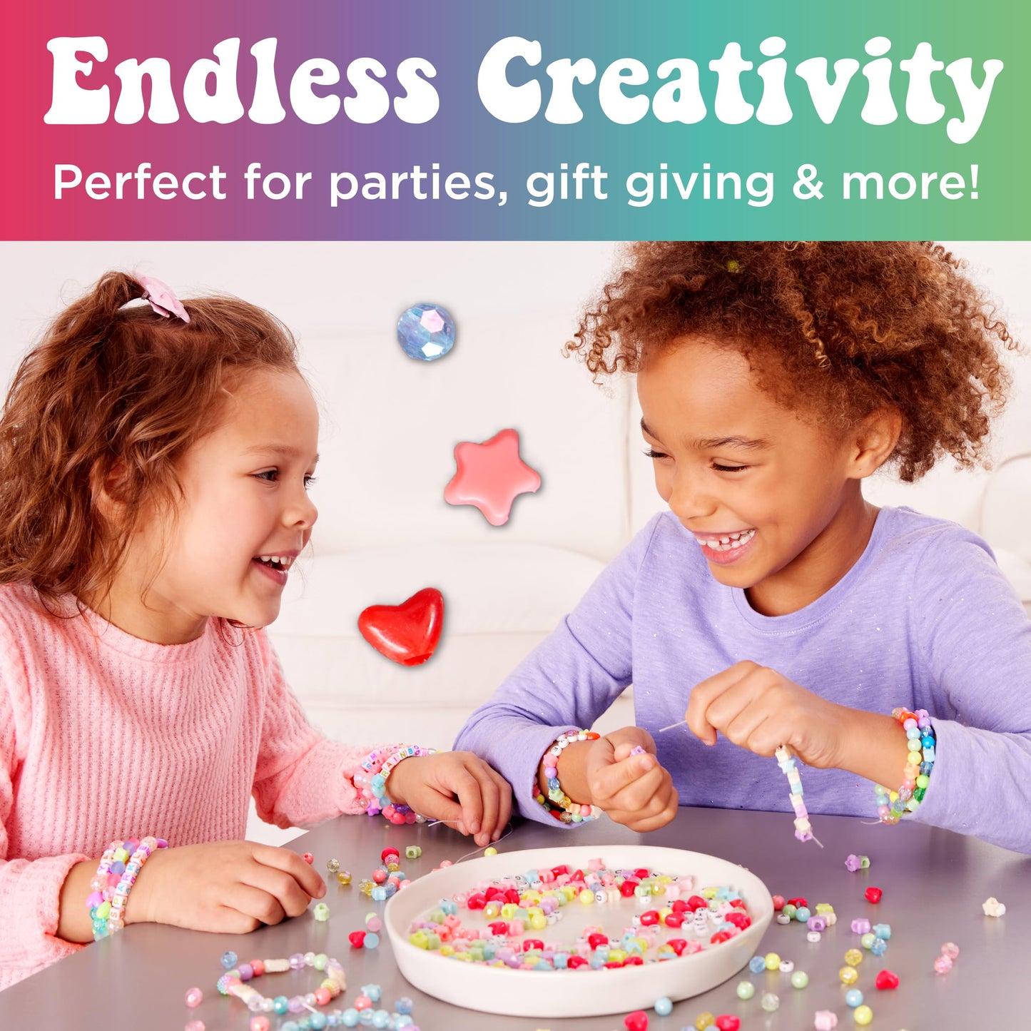 Creativity for Kids Rainbow Bead Jar Jewelry Making Kit: Makes 40+ Friendship Bracelets, DIY Crafts for Girls, Great Summer Activities for Kids (Ages