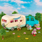 Li'l Woodzeez - 53 Pieces Happy Camper Playset with Moose Family, Detachable RV Trailer & Vehicle - Dollhouse Furniture & Accessories - Pretend Play