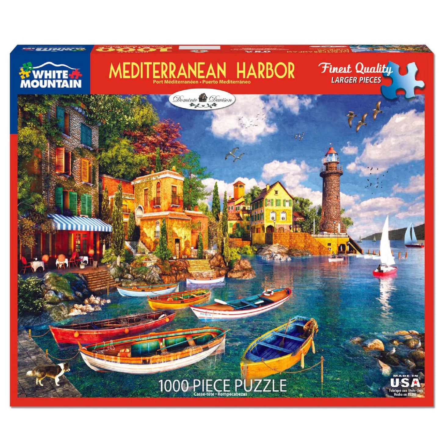 White Mountain 1000 Piece Jigsaw Puzzle, Mediterranean Harbor