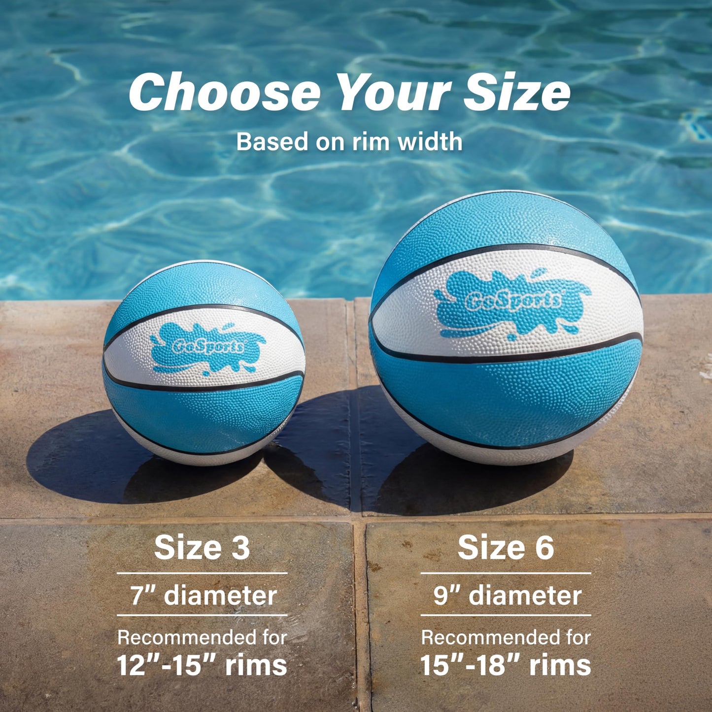 GoSports Water Basketballs 2 Pack - Size 6 (9 Inch), Great for Swimming Pool Basketball Hoops