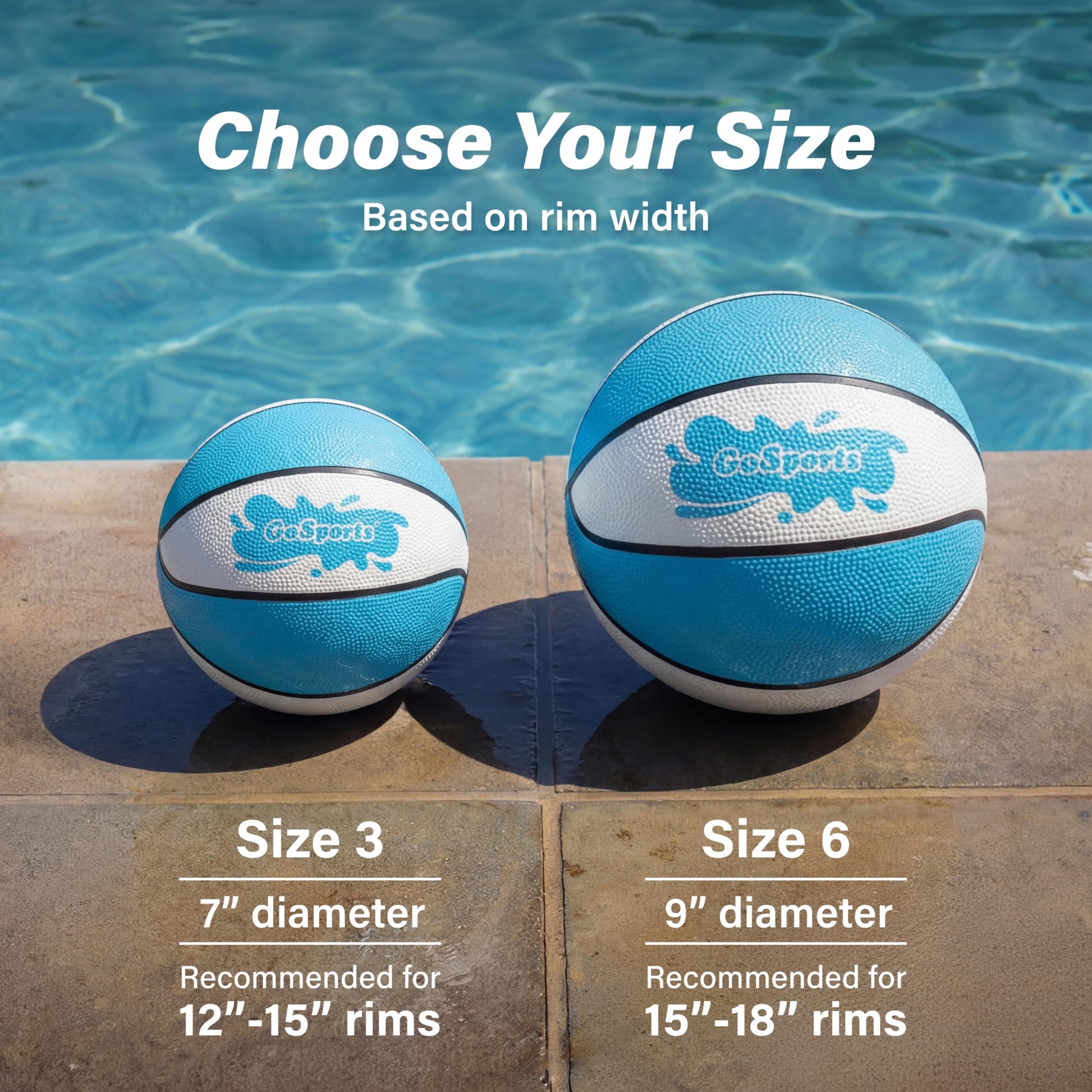 GoSports Water Basketballs 2 Pack - Size 6 (9 Inch), Great for Swimming Pool Basketball Hoops