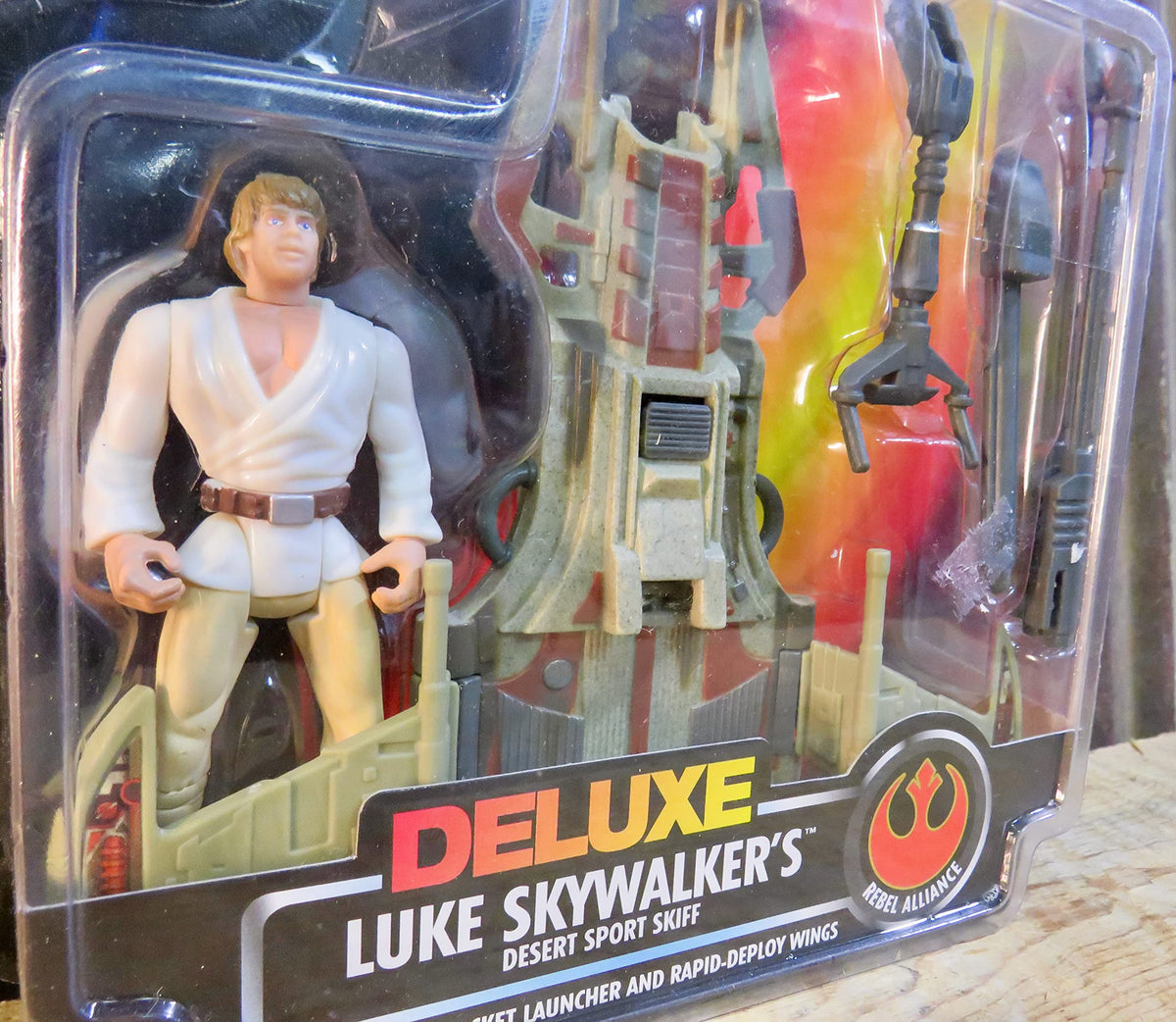Star Wars Power of the Force Orange Card Deluxe Luke Skywalker and Desert Sport Skiff 3.75 Inches