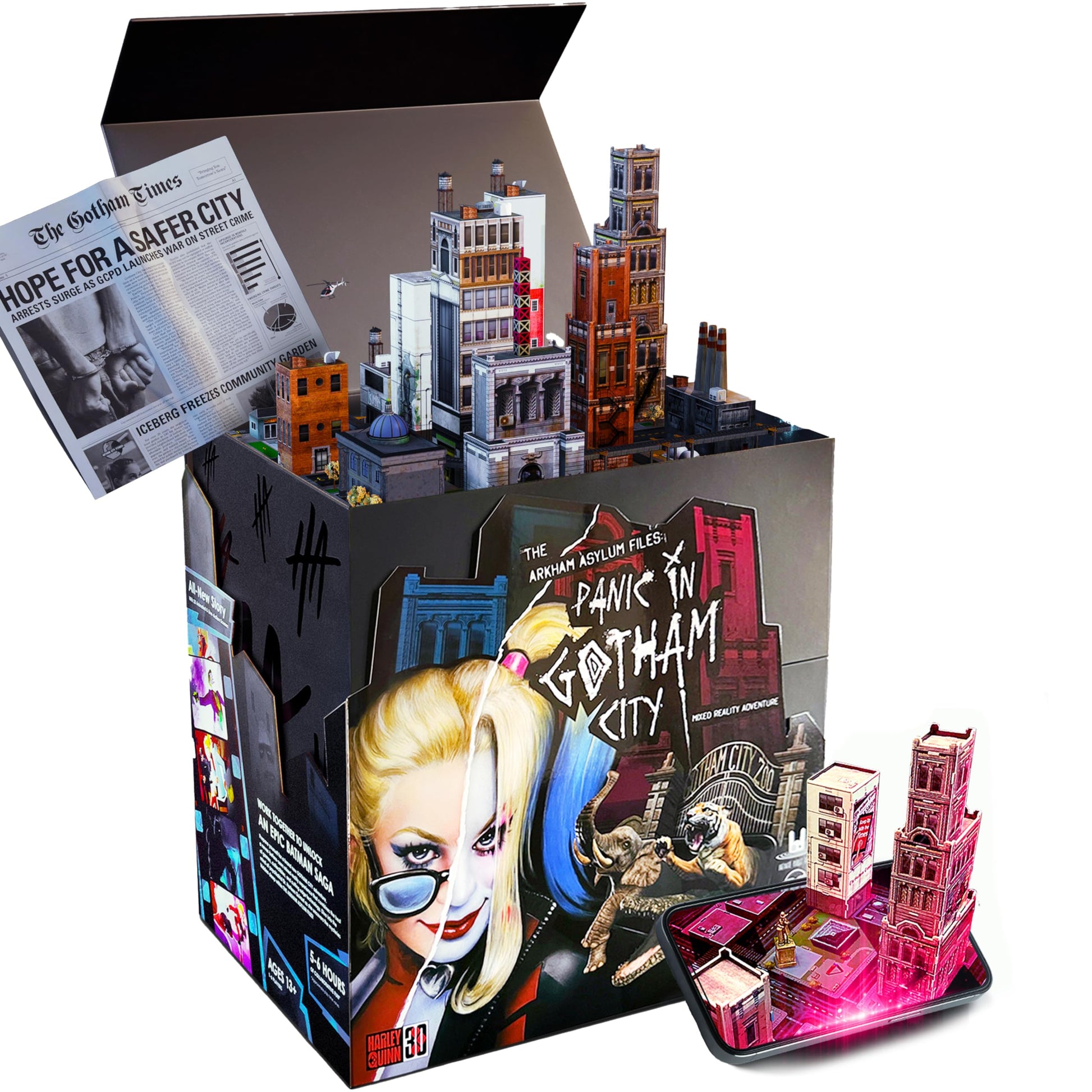Infinite Rabbit Holes Arkham Asylum Files: Panic in Gotham City Augmented Reality Board Game - Escape Room-esque Batman Mystery with Harley Quinn