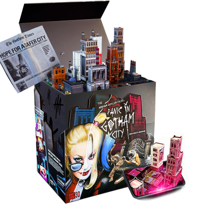 Infinite Rabbit Holes Arkham Asylum Files: Panic in Gotham City Augmented Reality Board Game - Escape Room-esque Batman Mystery with Harley Quinn