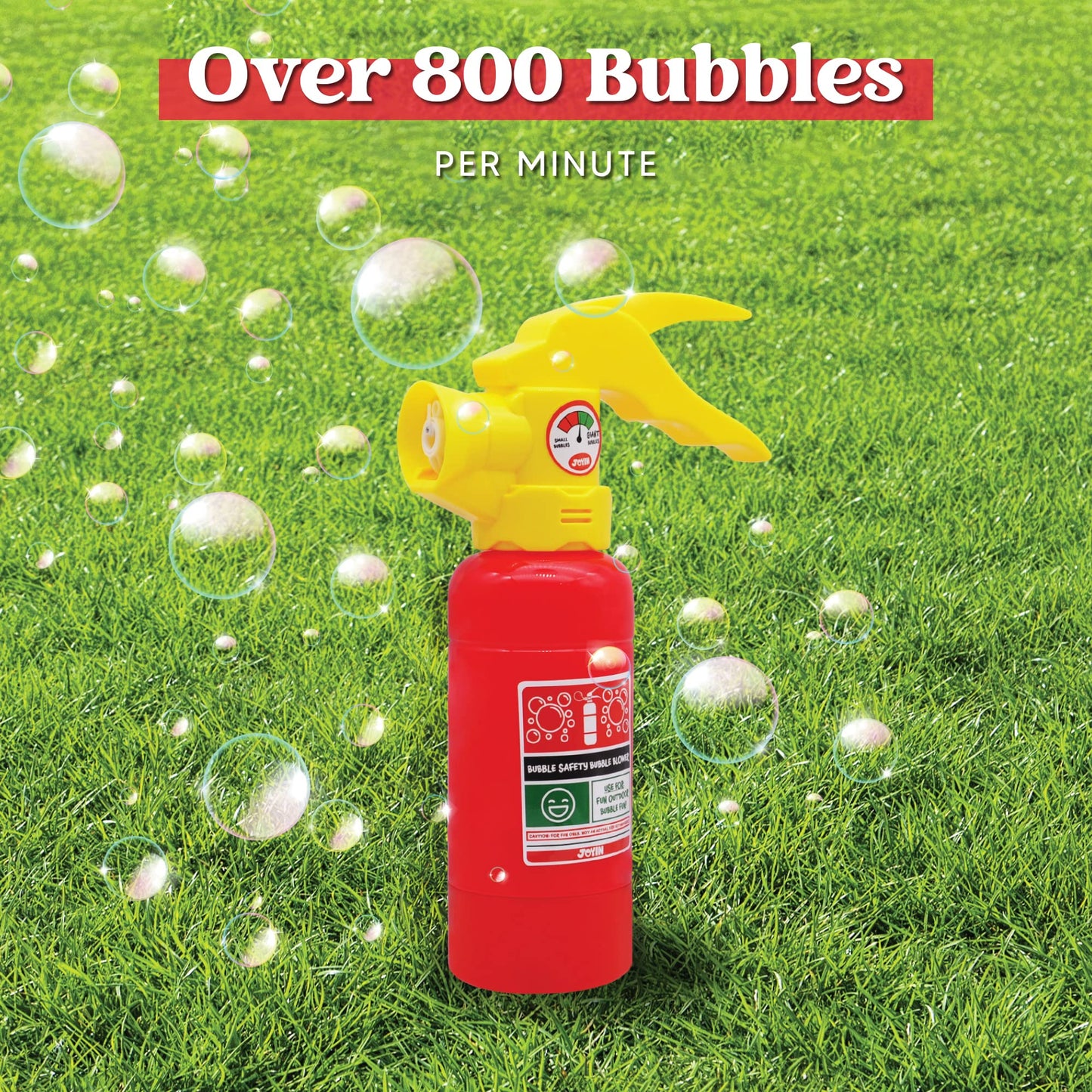 JOYIN Automatic Bubble Maker Fire Extinguisher Bubble Blower Machine with Solution (230 ml) for Kids, Indoor and Outdoor Play, Summer Themed Party
