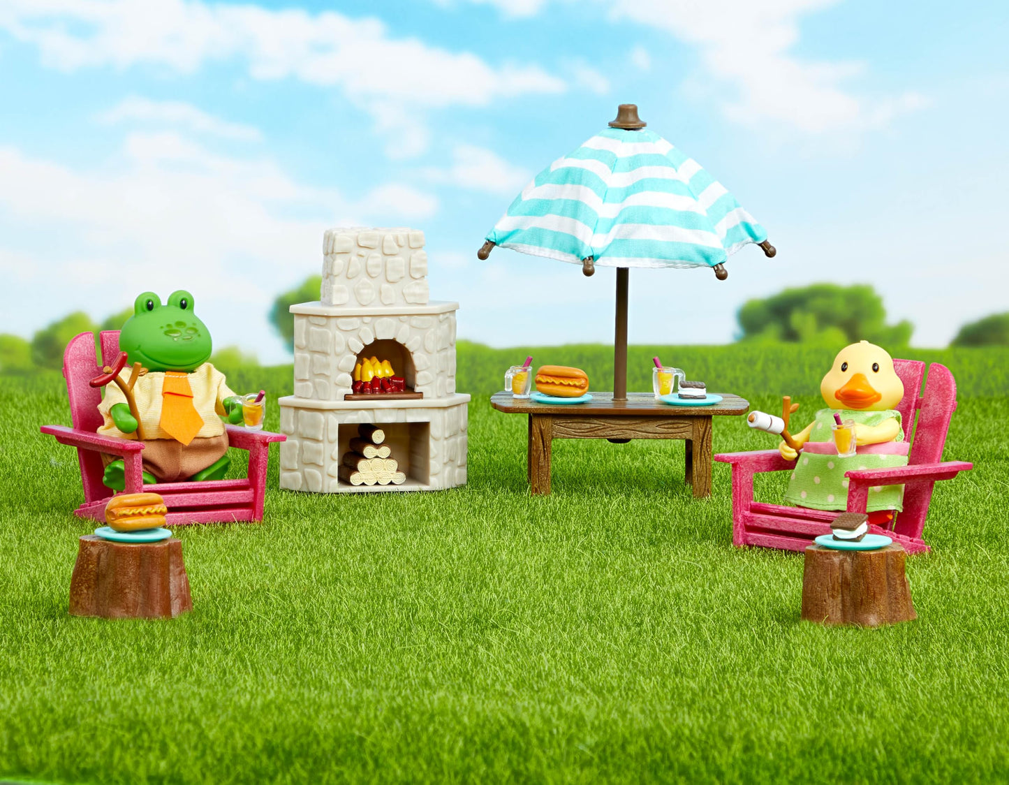 Li'l Woodzeez Outdoor Patio Playset, 25-Piece Fire Pit Furniture, Playsets