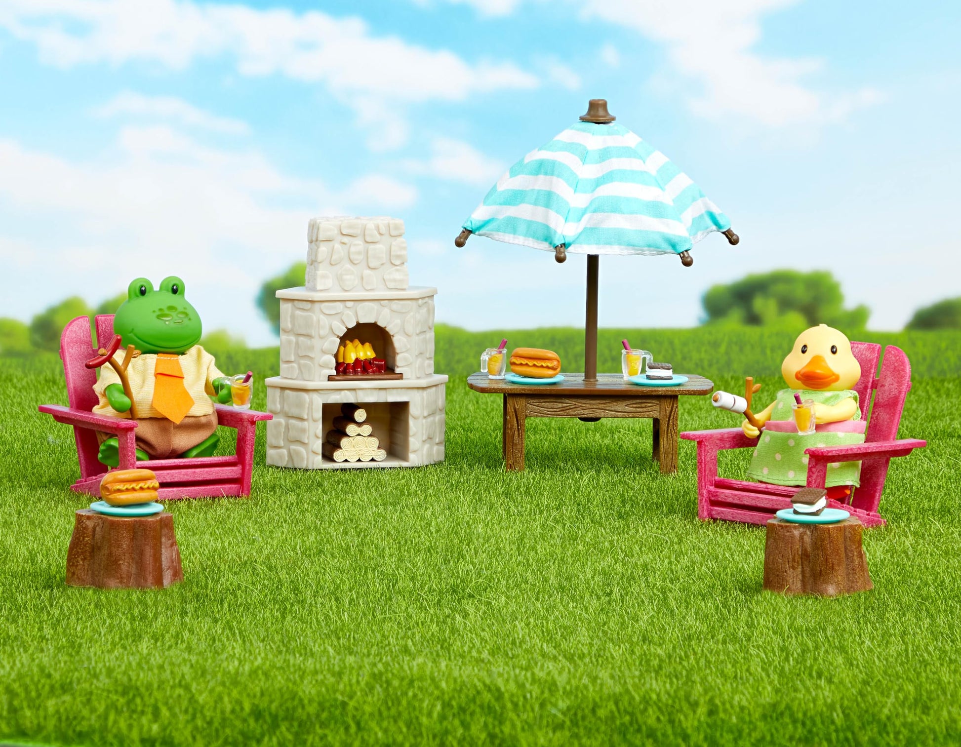 Li'l Woodzeez Outdoor Patio Playset, 25-Piece Fire Pit Furniture, Playsets