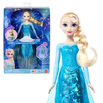 Mattel Disney Frozen Singing Elsa Doll with Lights & Music, Sings “Let It Go” from Movie, Posable with Sparkling Signature Outfit & Removable Shoes