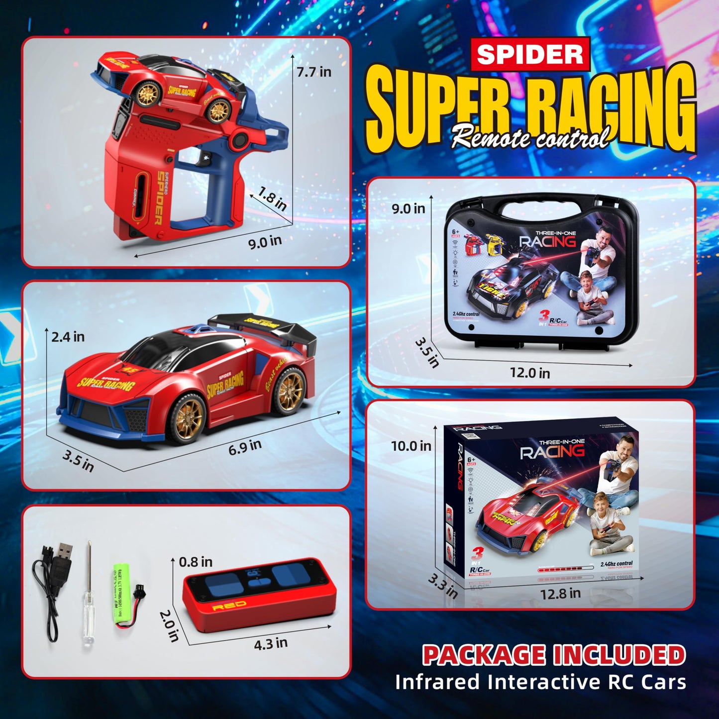 BuddyBight 3 in 1 Remote Control Car with Infrared Gun, 2.4GHz Drift RC Cars w/Duel Remote, Stunt Car Toys with Shooting Game, Rechargeable Battery
