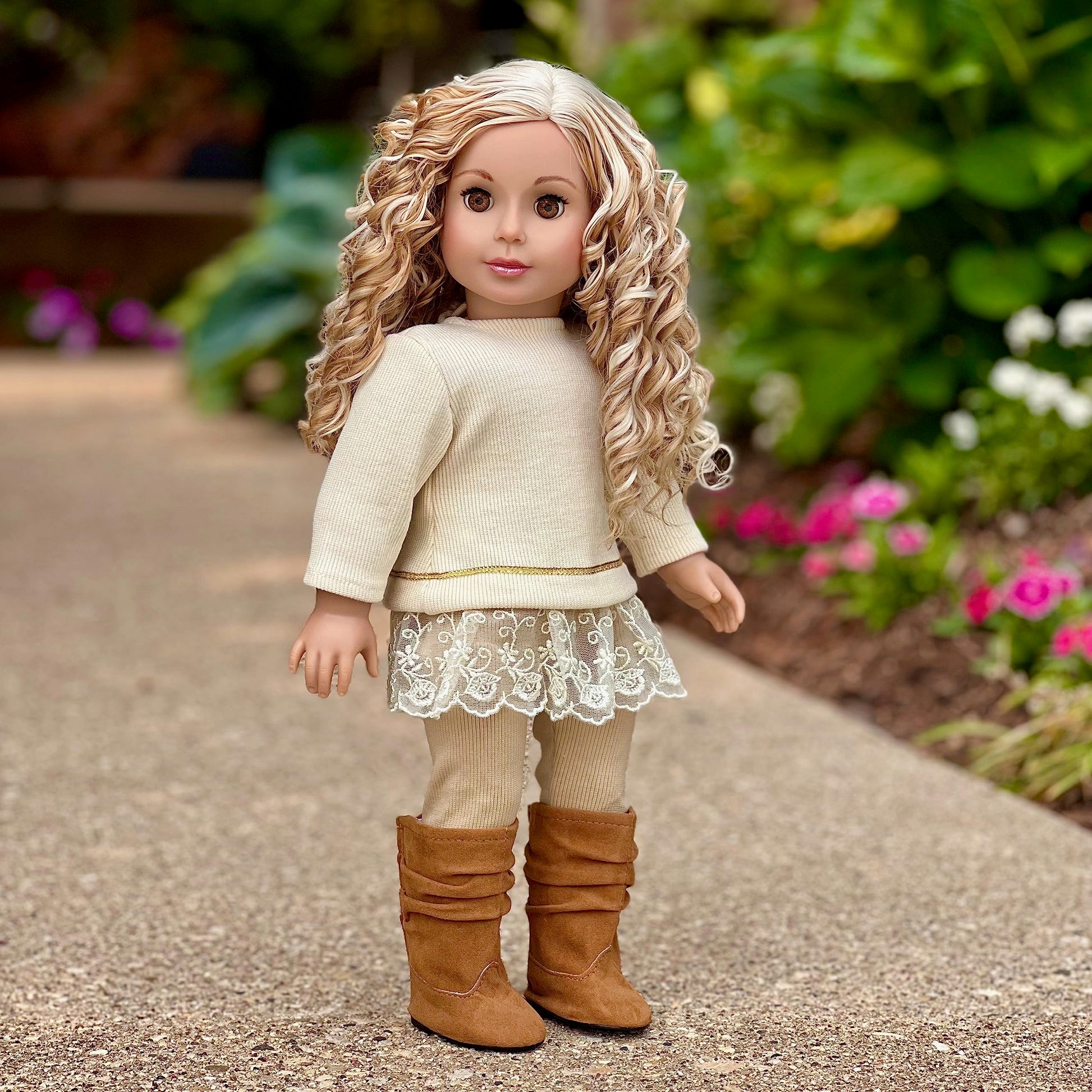 DreamWorld Collections - Romantic Melody - 3 Piece Outfit - Tunic, Leggings and Boots - Clothes Fits 18 Inch Doll (Doll Not Included)