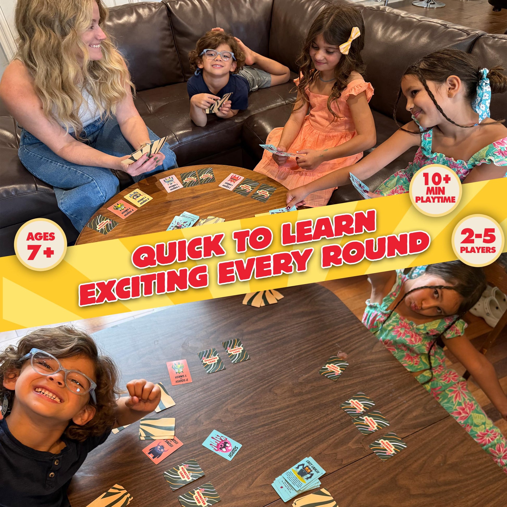 HIBULL Squish Smash Monster Trash - A Card Game of Fast Chain-Reactions | Fun Family Game for Kids & Adults | Travel Friendly | Ages 7+, 2-5 Players