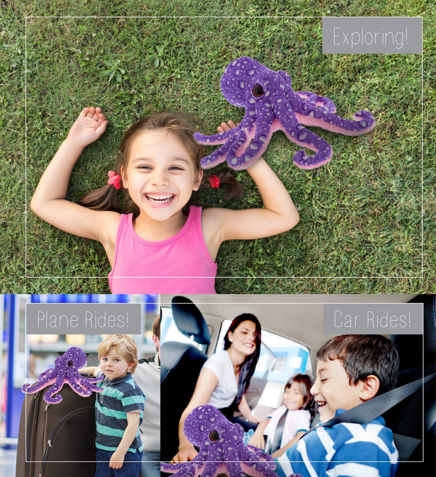 DolliBu Wild Stuffed Animal Soft Plush Collection, Best Buddy Animal Gift for Children, Adorable Nursery Zoo Sea Creature Peekaboo Critters - Purple