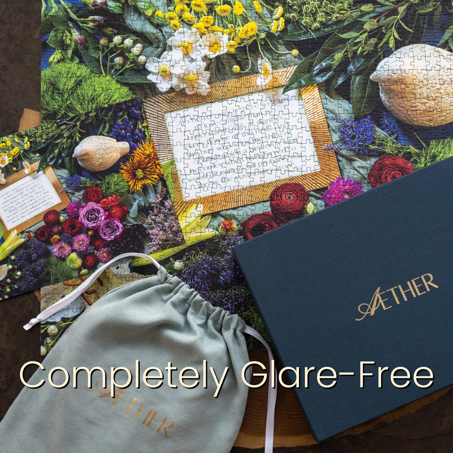 Aether Puzzles - from the Garden, Part 3 Flower Puzzle, Premium 1000 Piece Jigsaw Puzzle for Adults, Glare-Free, Soft-Touch Puzzles, Made in USA