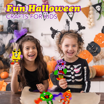 4E's Novelty Halloween Crafts for Kids (4 Pack) Silly Monsters Foam Magnet Fall Crafts Bulk, Halloween Party Activities