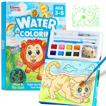 Klever Kits JOVA Paint with Water Coloring Books, Arts and Crafts for Kids Ages 3-8, Mess Free Painting for Toddlers Glow in the Dark, Travel Drawing
