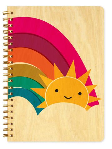 Night Owl Paper Goods Happy Sun Journal with Real Wood Covers